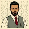 Marco Aslan, Betelli calcio ve futbol kültürü yazarı, retro İtalyan tarzı illüstrasyon portre